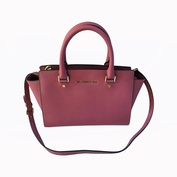 Michael Kors Selma Leather Tulip Pink Rose Leather Satchel Shoulder Tote HandBag - Picture 2 of 11